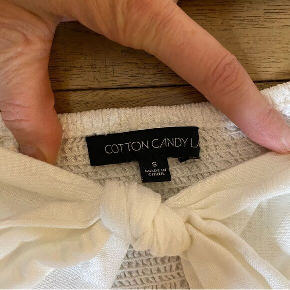 Cotton Candy LA White Milkmaid Bustier Tie Front Top w/ Puff Sleeves Size Small - Picture 5 of 10